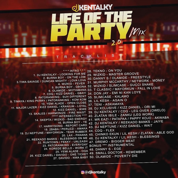 DJ Kentalky Life Of The Party 2.0 Mix Tracklist