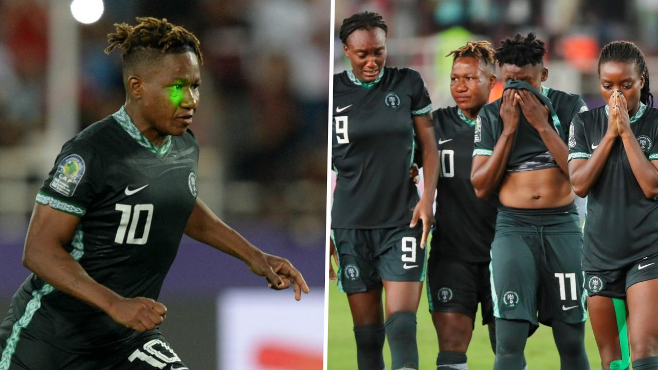 NFF president, Amaju Pinnick condemns use of laser light on Super Falcons during semi-final of the Women?s Africa Cup of Nations